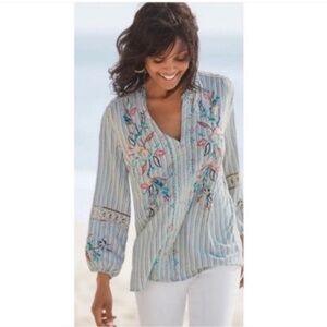 Johnny Was Multicolor Embroidered Blouse